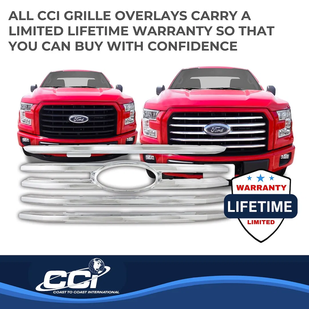 IWCGI131 – COAST2COAST Grille Insert, Overlay Horizontal Bar Style 4 Piece With Emblem Cutout Chrome - view 3